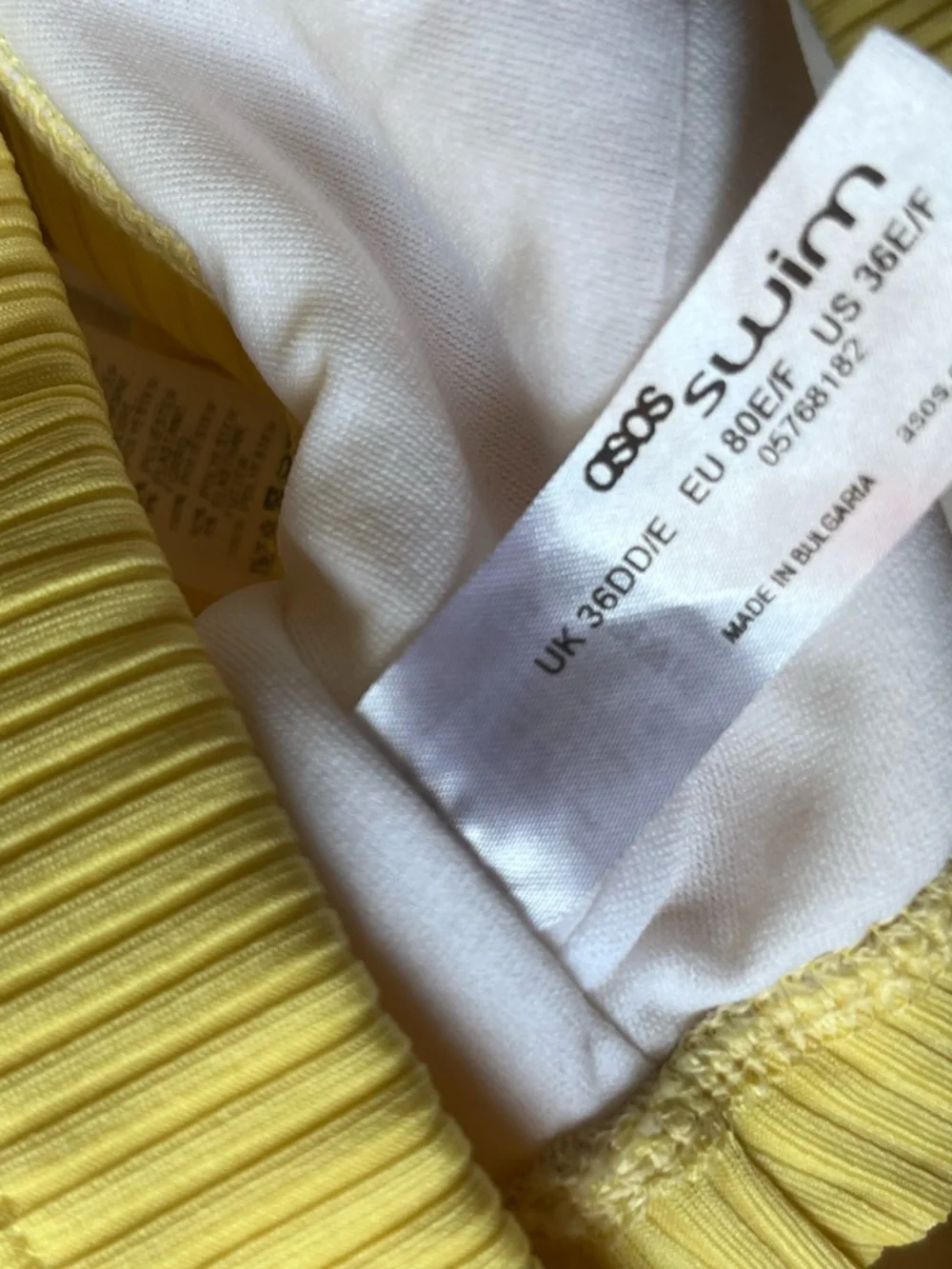 ASOS Yellow Ribbed Swim Set Top - Picture 2 of 3